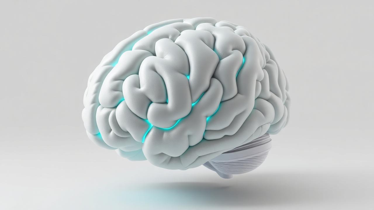Render de un cerebro humano con áreas corticales destacadas