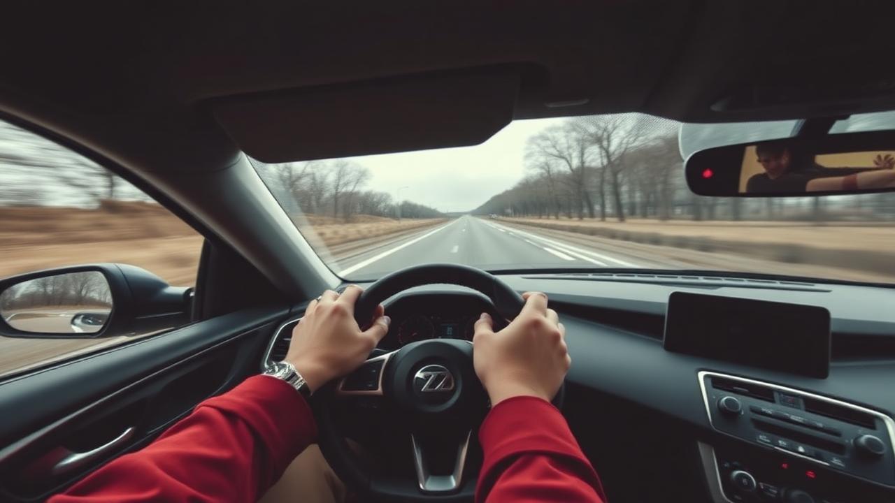 Vista desde el puesto de conducción a velocidad